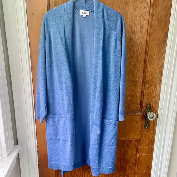 Ellie Mid-length Split Hem Cardigan in Blue [S] - Picture 2 of 8
